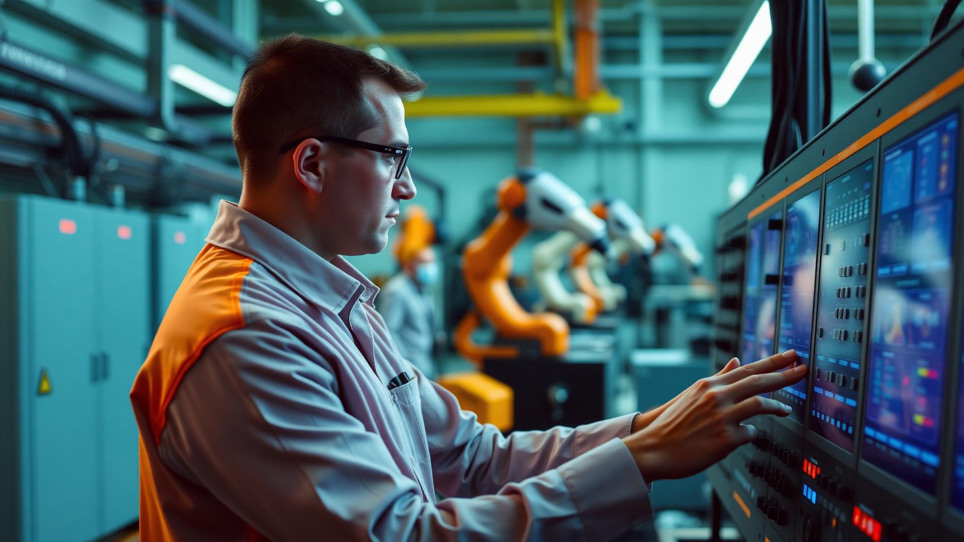 Automatiseringsengineer bedient een industrieel bedieningspaneel