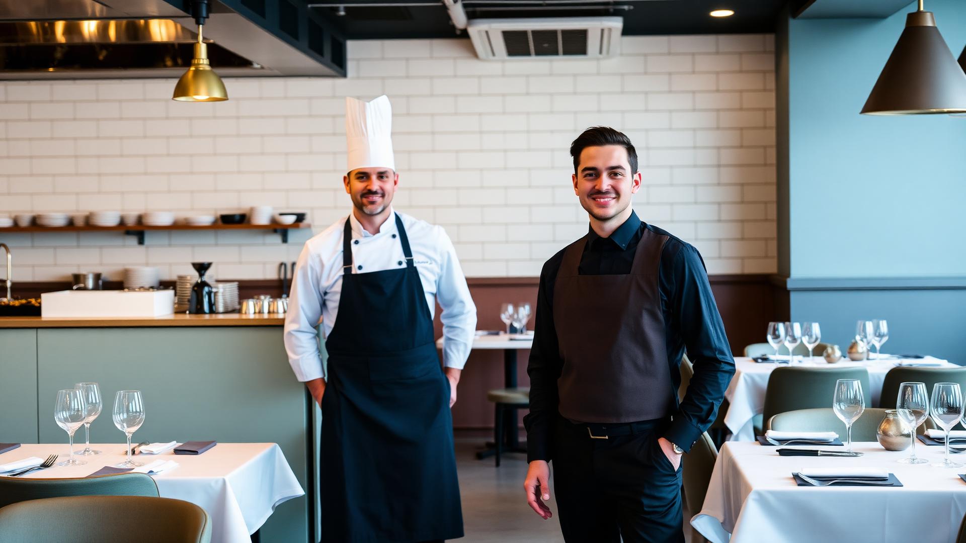 Kok en bedieningsmedewerker in een restaurant